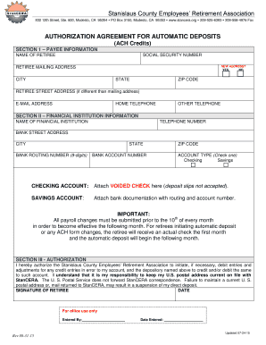 Stanislaus County Retiree ACH Authorization Form