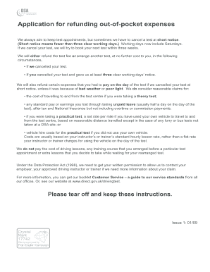UK Driving Test Expense Refund Application