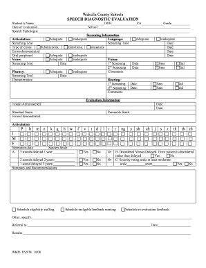 Speech Diagnostic Evaluation Form