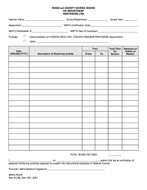 Florida Excellent Teacher Program Mentoring Log