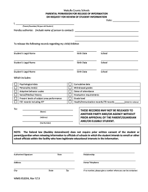 Wakulla County Schools Parental Permission Form