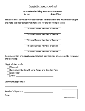 Instructional Validity Assurance Document