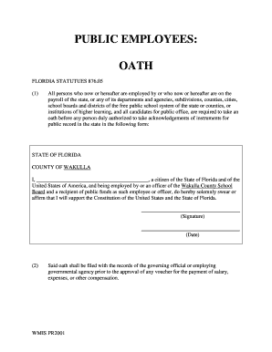 Florida Public Employee Oath Form