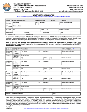 Stanislaus County Beneficiary Designation Form