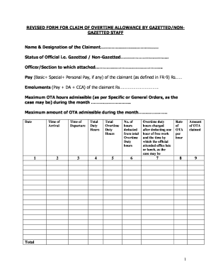 Overtime Allowance Claim Form