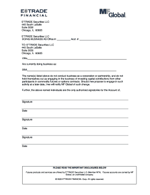 E*TRADE Securities LLC DBA Registration Form
