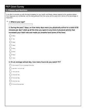 PEP Grant Fitness and Nutrition Survey