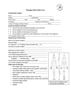 Massage Client Intake Form
