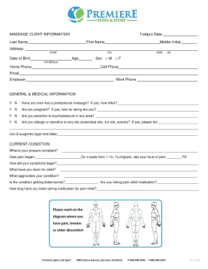 Massage Client Intake Form