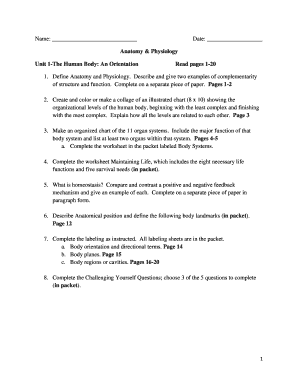 Anatomy & Physiology Unit 1 Assignment