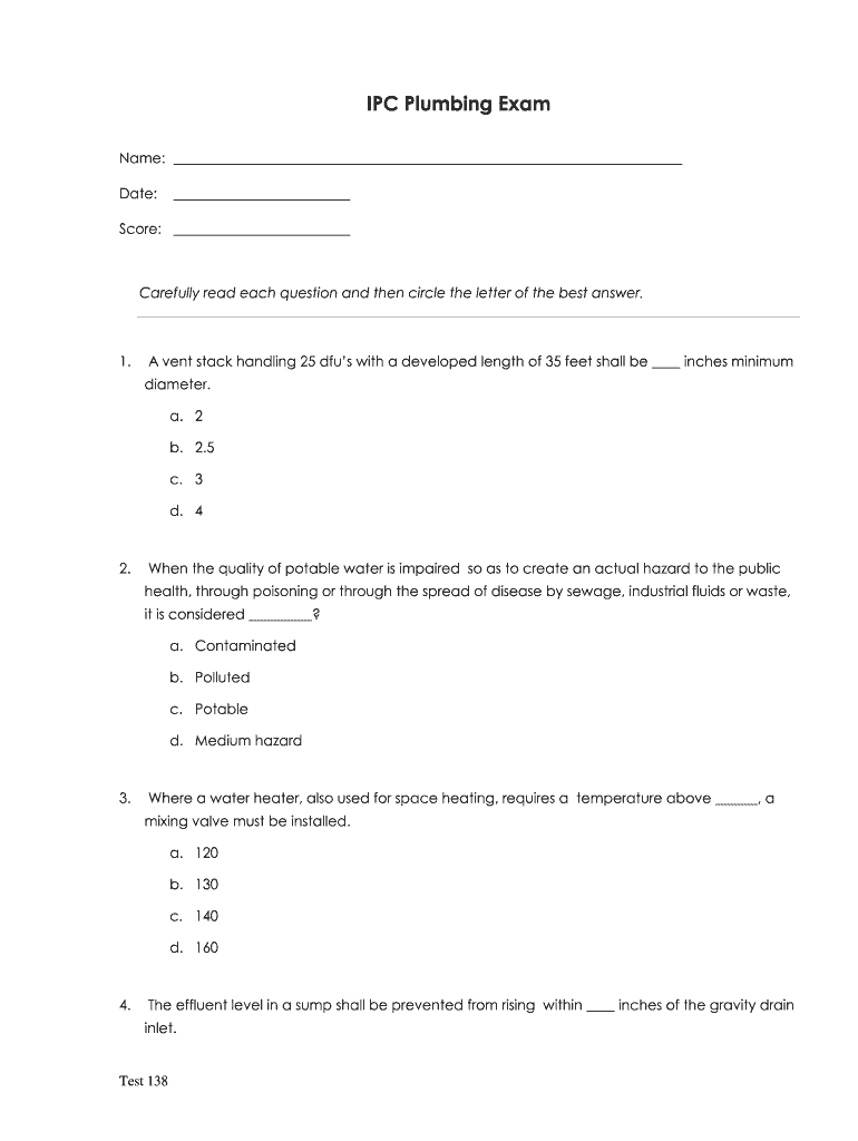 IPC Plumbing Exam - John White - johnrwhite Preview on Page 1