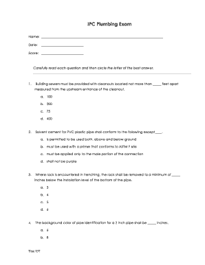 IPC Plumbing Exam