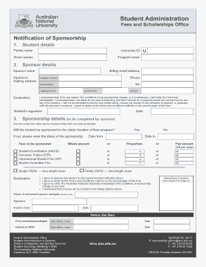 Notification of Sponsorship