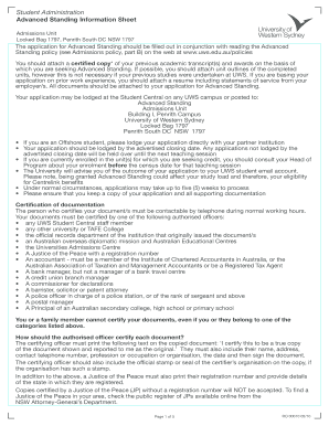 Advanced Standing Application Form