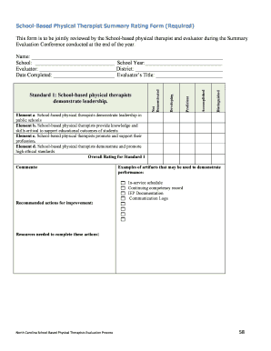 School-Based Physical Therapist Evaluation Form