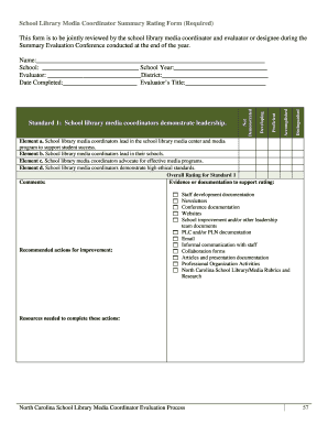 School Library Media Coordinator Evaluation Form