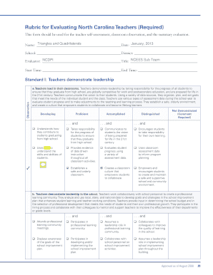 North Carolina Teacher Evaluation Form