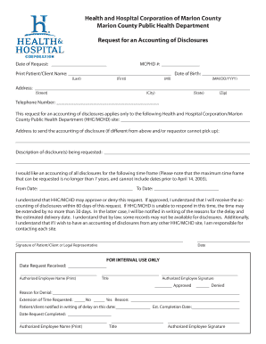 Request for an Accounting of Disclosures