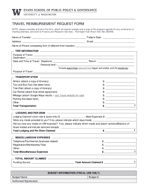 Travel Reimbursement Request Form