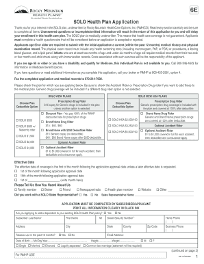SOLO Health Plan Application