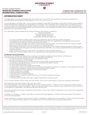 Advanced Standing Application Form