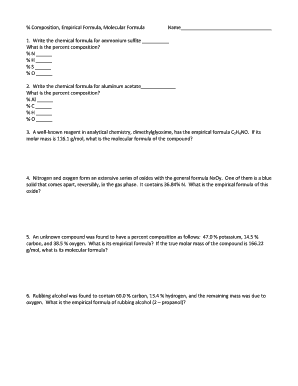 Chemistry Worksheet