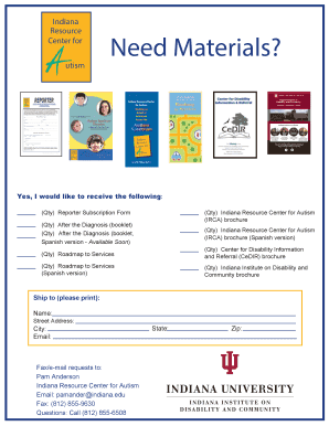Indiana Resource Center for Autism Subscription Form