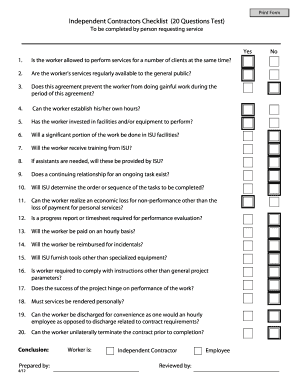 Independent Contractor Checklist