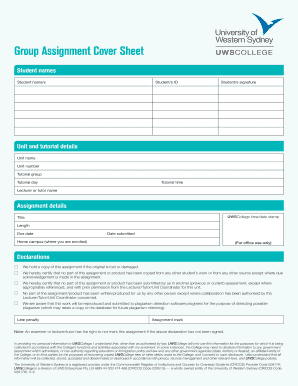 Group Assignment Cover Sheet