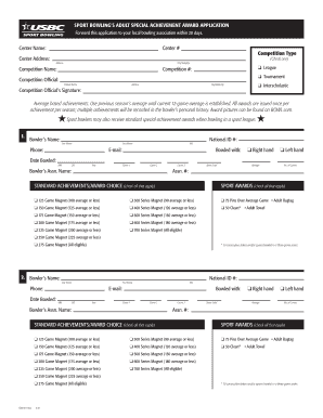 Bowling Adult Special Achievement Award Application