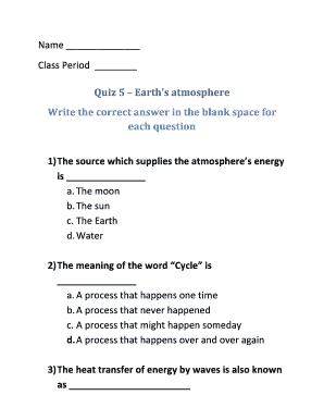 Earth's Atmosphere Quiz