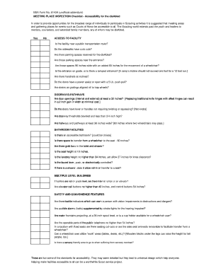 Meeting Place Inspection Checklist - Accessibility for the Disabled