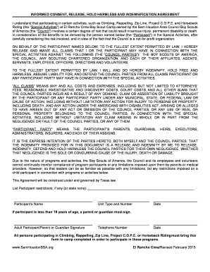 Informed Consent and Liability Waiver for Boy Scout Activities