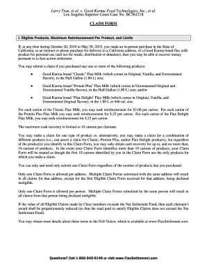 Good Karma Flax Milk Class Action Claim Form