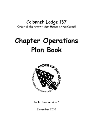 Chapter Operations Plan Book - Sam Houston Area Council - oa samhoustonbsa