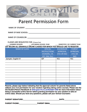 Parent Permission Form for Online Classes