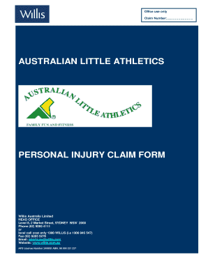Australian Little Athletics Personal Injury Claim Form