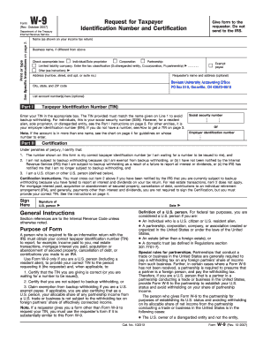 Form W-9 Request for Taxpayer Identification Number and Certification