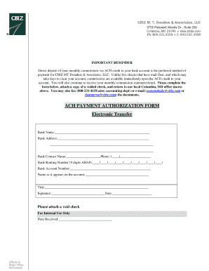 ACH Payment Authorization Form