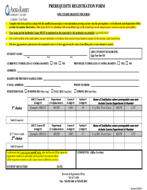Prerequisite Registration Form