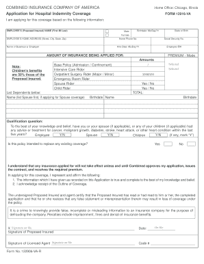 Hospital Indemnity Coverage Application