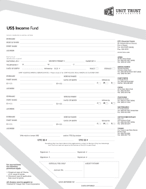 US Income Fund Application Form