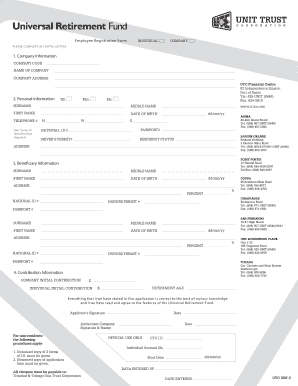 Universal Retirement Fund Employee Registration Form
