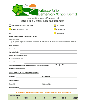 Employee Contact Information Form