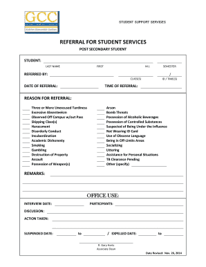 Referral for Student Services Form