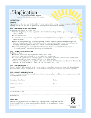 Soroptimist Women's Opportunity Awards Application
