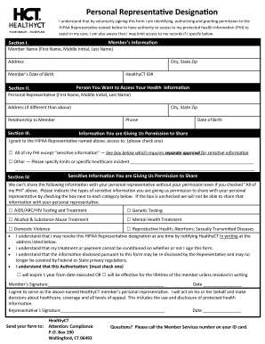 Personal Representative Designation Form