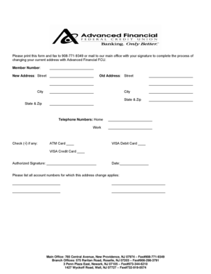 Advanced Financial FCU Address Change Form