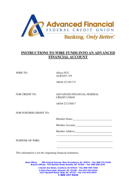 Advanced Financial Wire Transfer Instructions