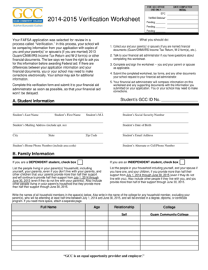 FAFSA Verification Worksheet